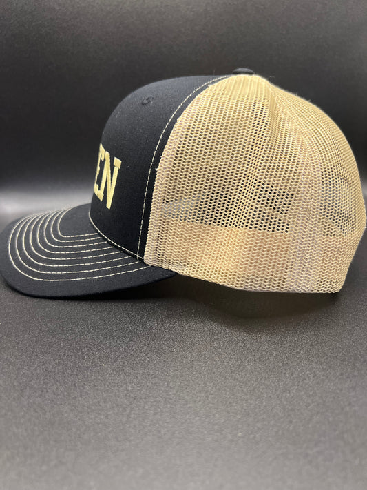 Degen Trucker Hat (Black & Light Gold)