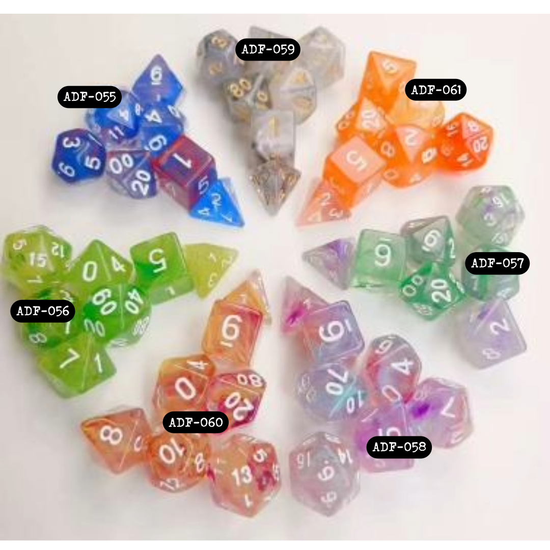 Set of 7 Dice-Transparent Smoky Orange+ ADF-061