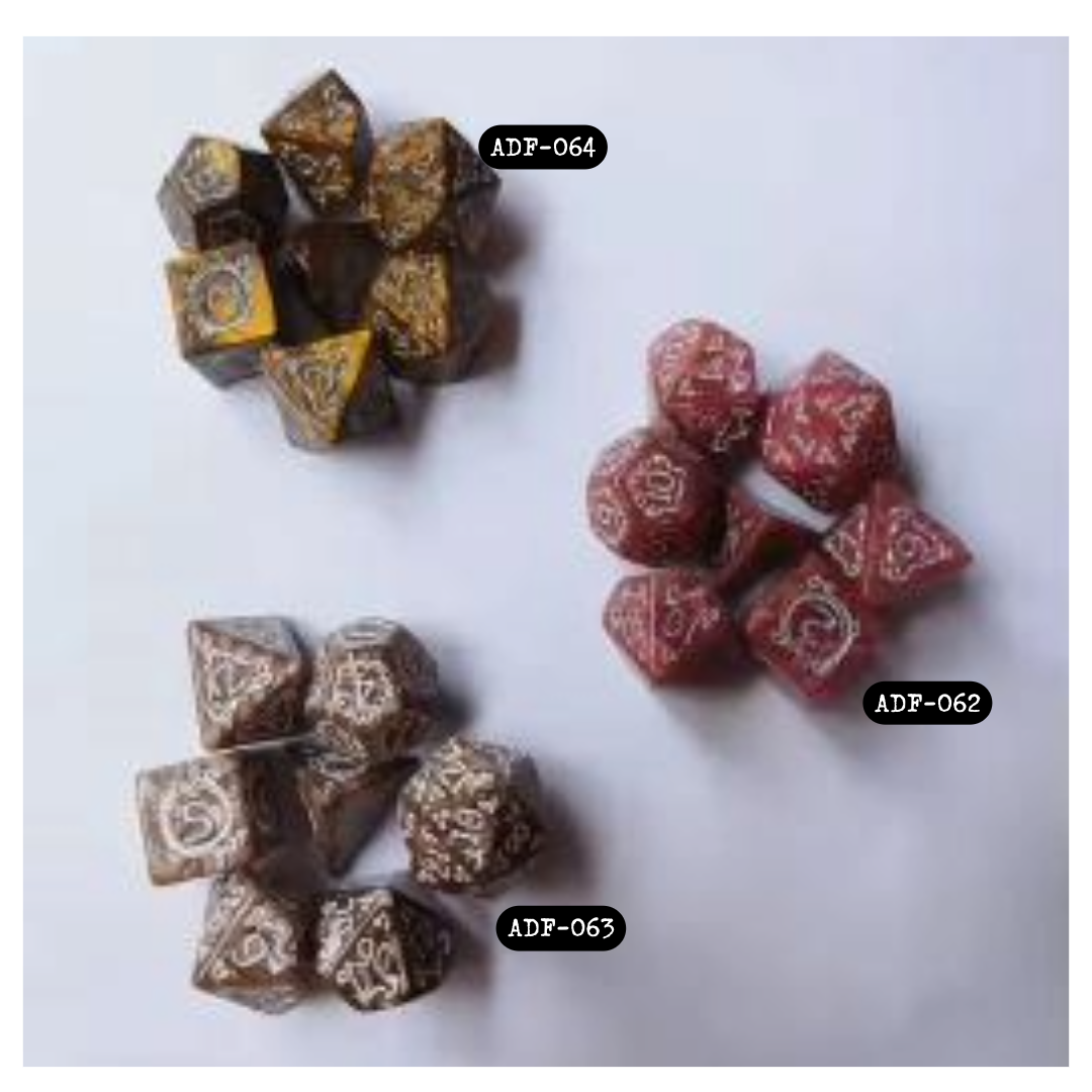 Set of 7 Dice-Dragon Pearl Red Gold ADF-062