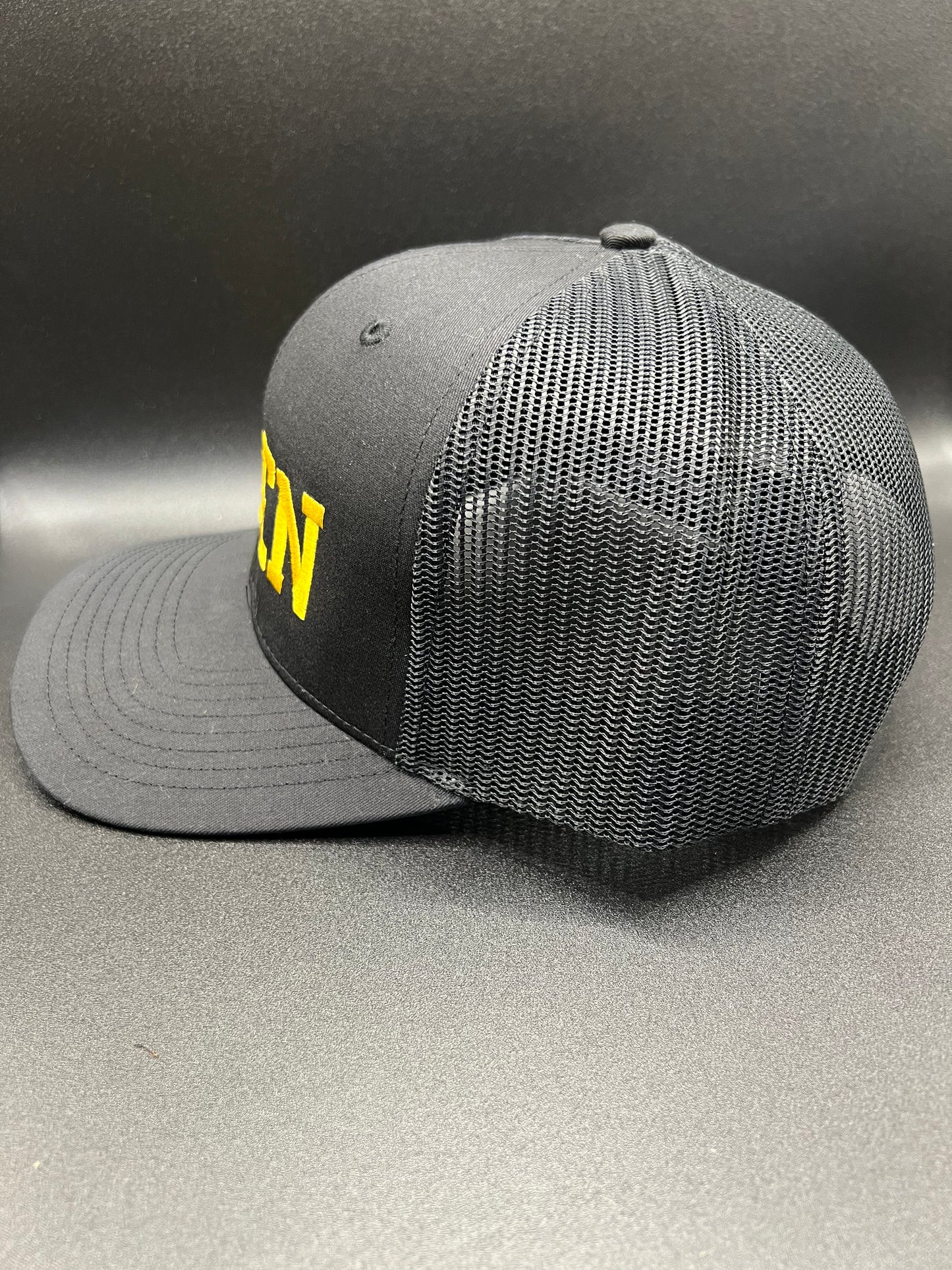 Degen Trucker Hat (Black w/Gold Text)