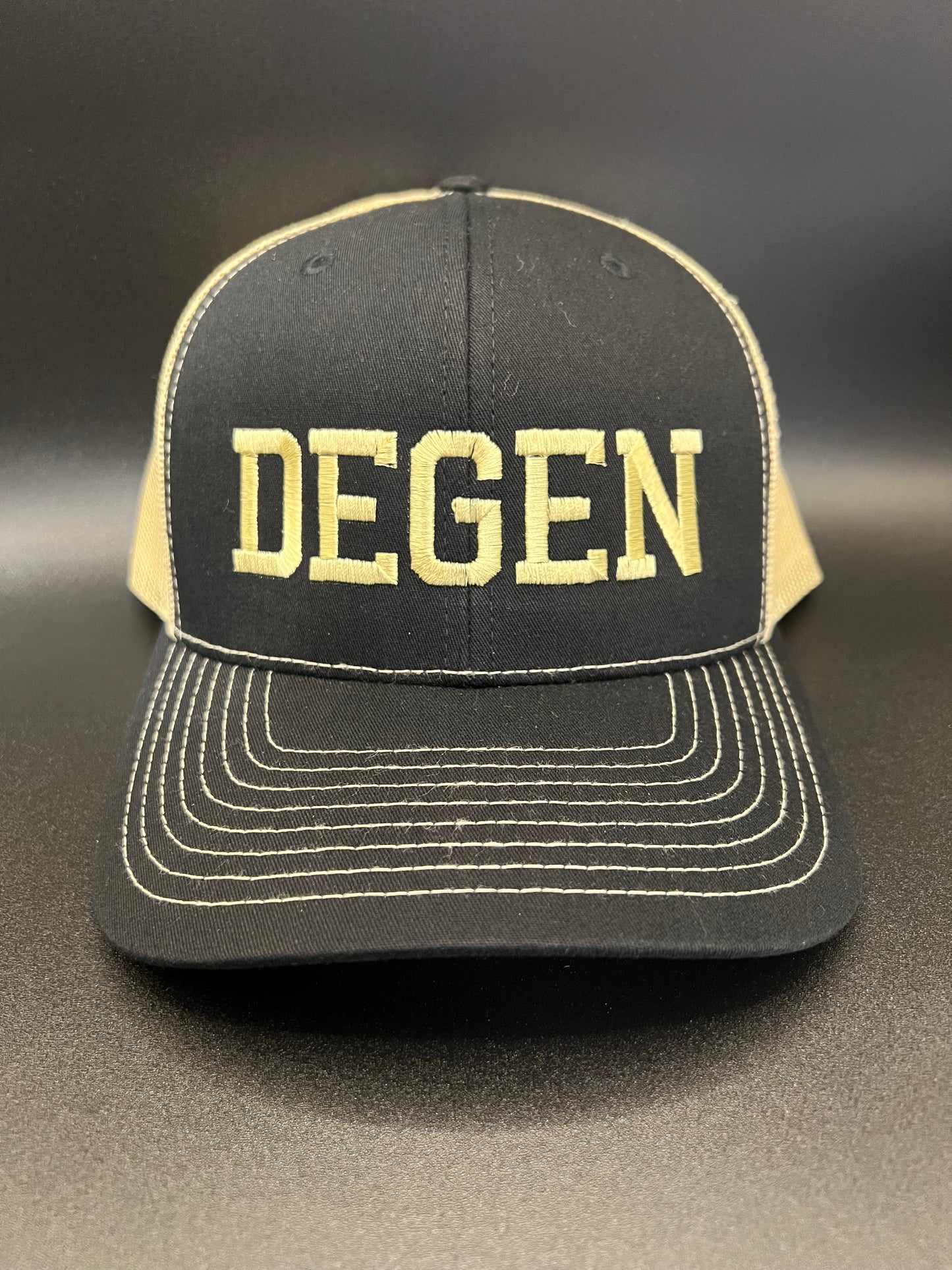 Degen Trucker Hat (Black & Light Gold)