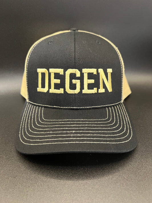 Degen Trucker Hat (Black & Light Gold)
