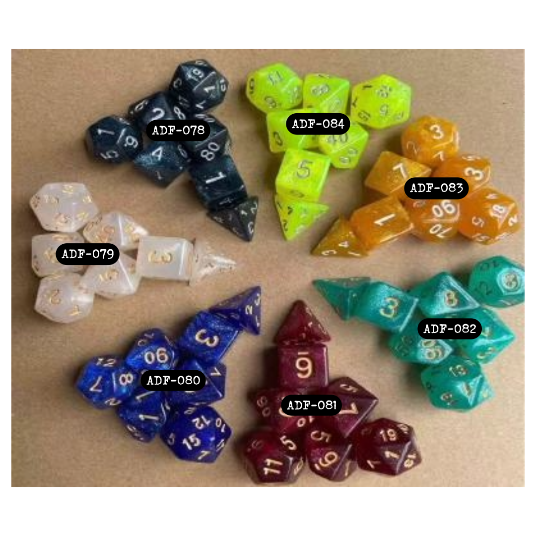 Set of 7 Dice-Glitter Red ADF-081