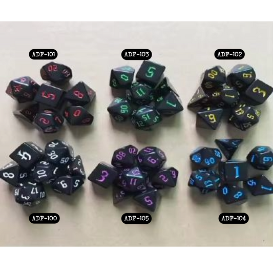 Set of 7 Dice-Black/Blue (ADF-104)