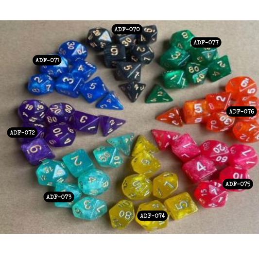 Set of 7 Dice-Glitter Blue ADF-071
