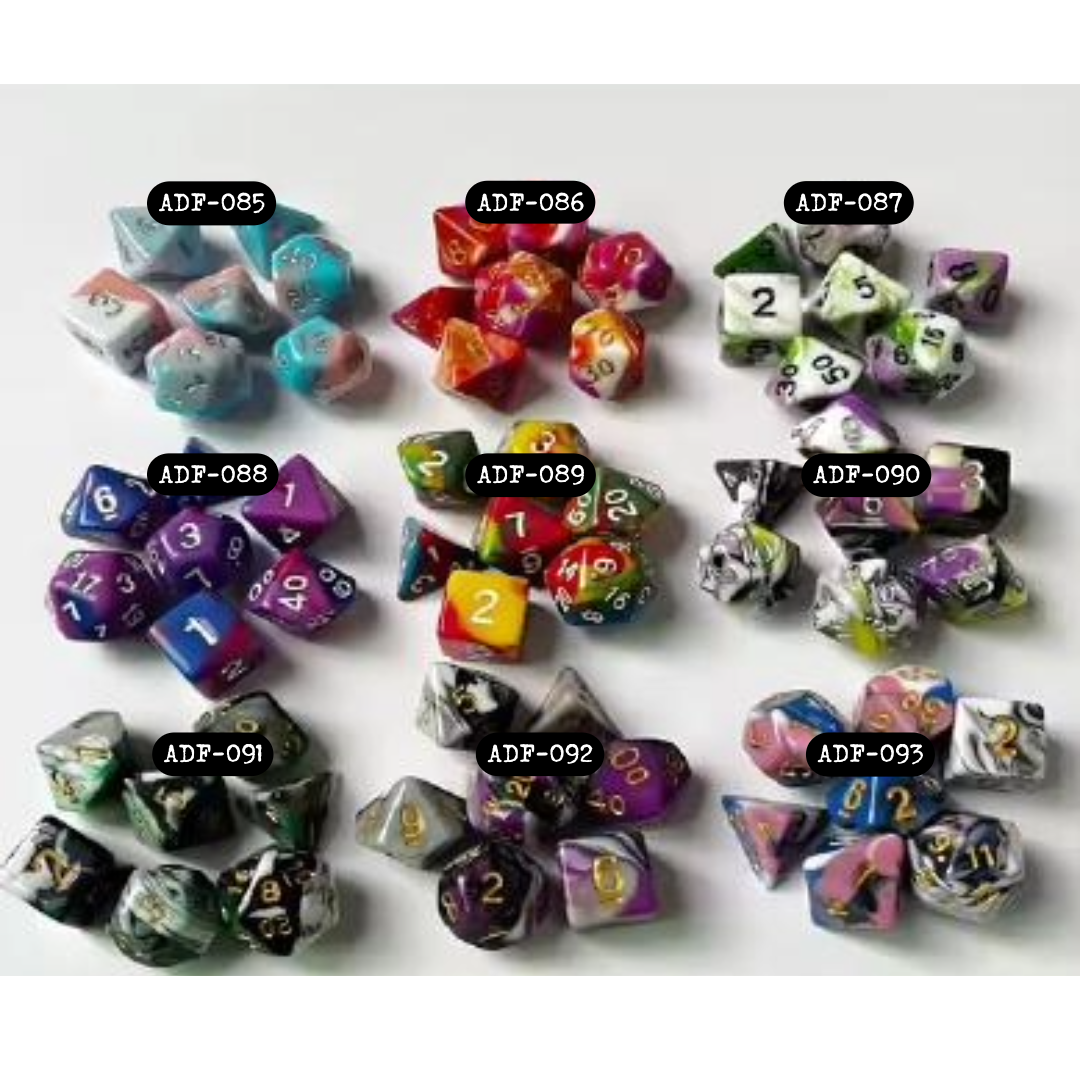 Set of 7 Dice-Four Color Black/Green ADF-091