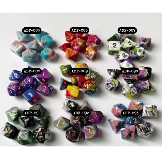 Set of 7 Dice-Four Color Black/Green ADF-091